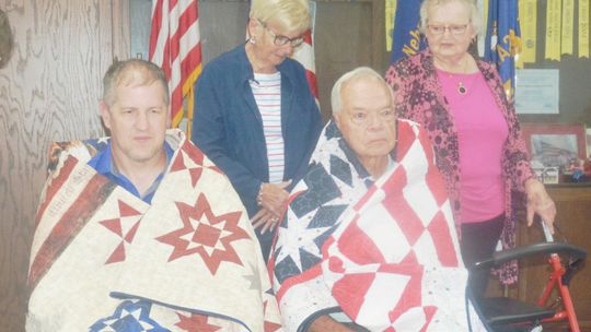 Blue Star Mothers Bestow Two Quilts of Valor in Johnson