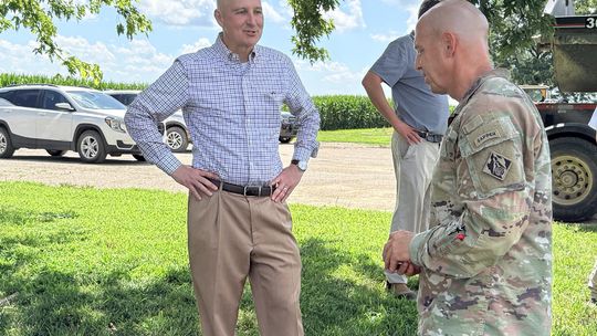 Senator Ricketts Speaks on Levee Repairs Near Peru as Part of $300M in Regional Projects