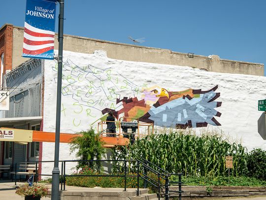 Bald Eagle Mural Brightens Johnson's Main Street