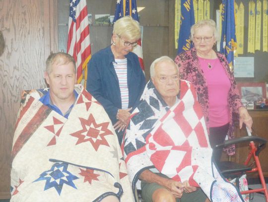 Blue Star Mothers Bestow Two Quilts of Valor in Johnson