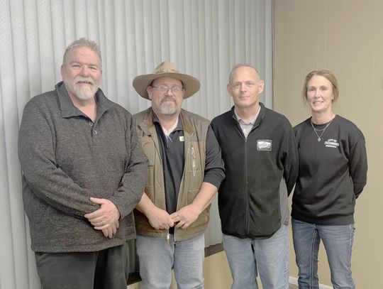 THE NEW OFFICERS of the Tecumseh Chamber of Commerce, from the left: Mark Celesky, Joe Oswalt, Mike Harris, and Kerri Miller, began their duties at the first meeting of the year on January 13, 2026.