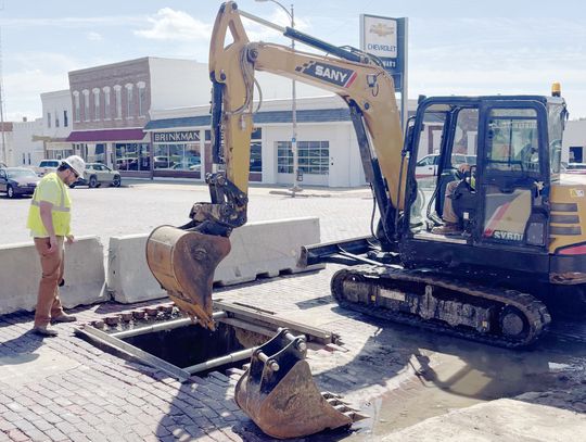Work on Courthouse Square in Tecumseh Progresses