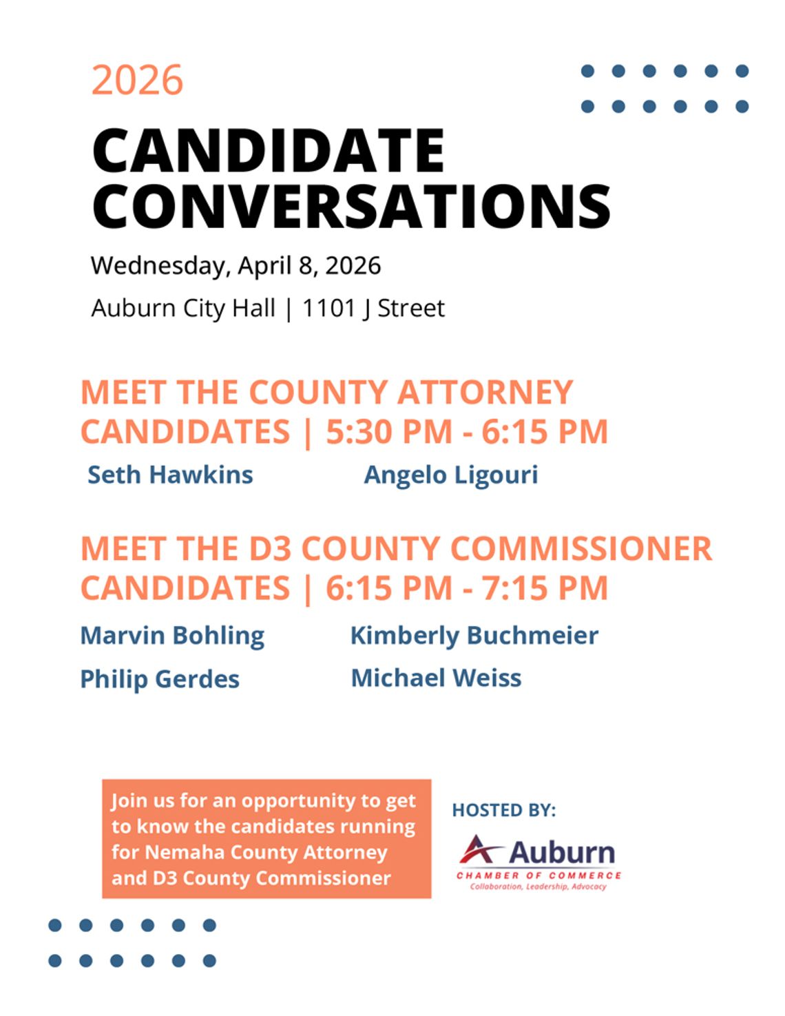 Auburn Chamber to Host Candidate Conversations Ahead of May Primary