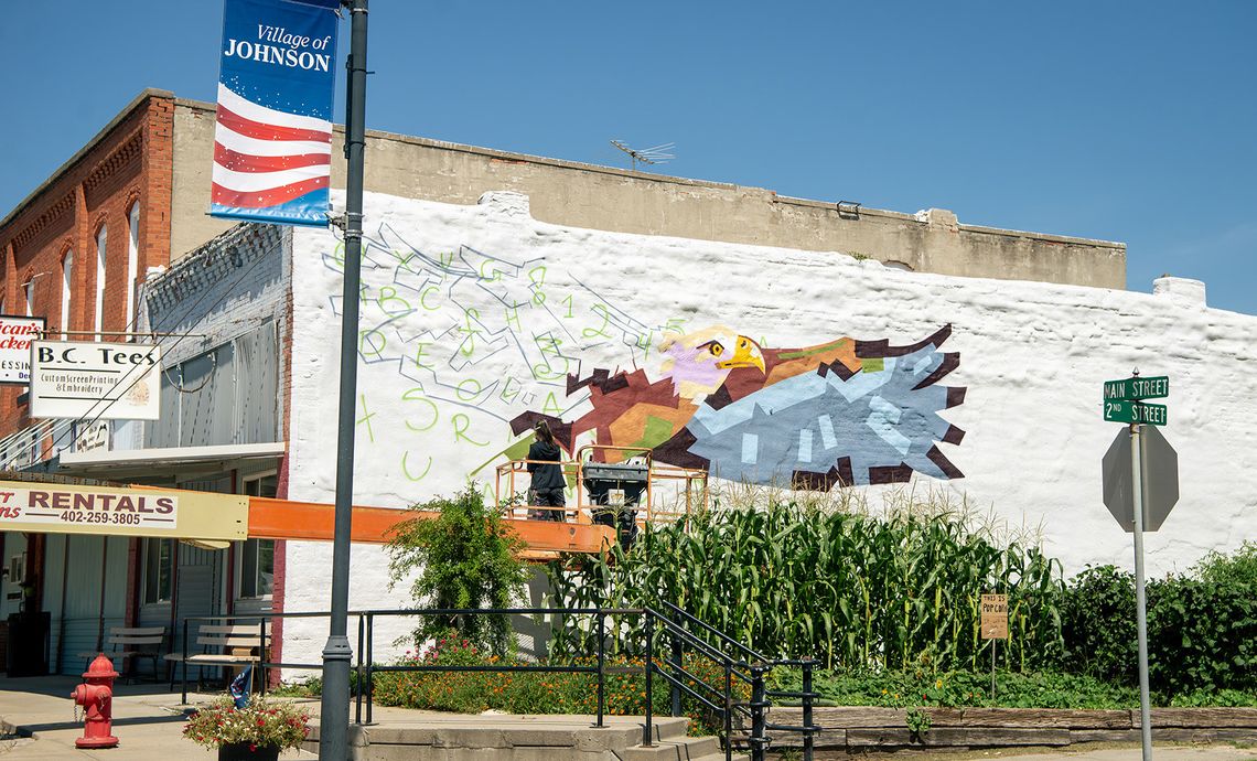 Bald Eagle Mural Brightens Johnson's Main Street