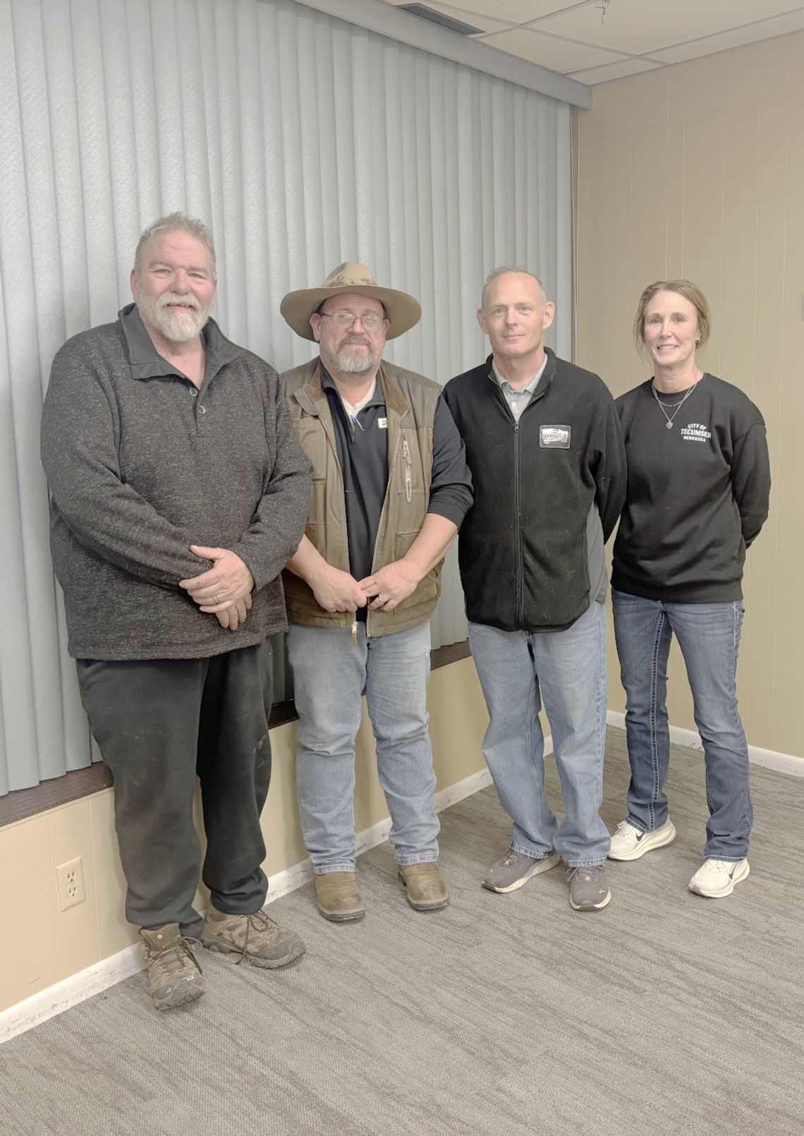 THE NEW OFFICERS of the Tecumseh Chamber of Commerce, from the left: Mark Celesky, Joe Oswalt, Mike Harris, and Kerri Miller, began their duties at the first meeting of the year on January 13, 2026.