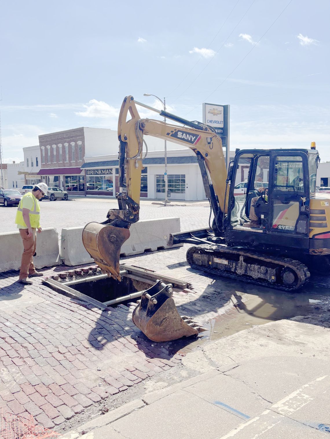 Work on Courthouse Square in Tecumseh Progresses